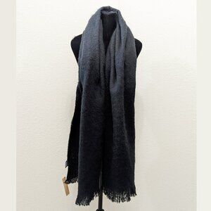 Steve Madden Women's Solid Black Scarf with Fringe Details 18" x 75" (MSRP $38)